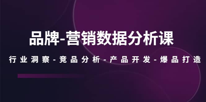 品牌-营销数据分析课，行业洞察-竞品分析-产品开发-爆品打造-选优云网创