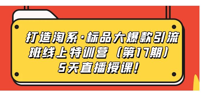 打造淘系·标品大爆款引流班线上特训营5天直播授课！-选优云网创