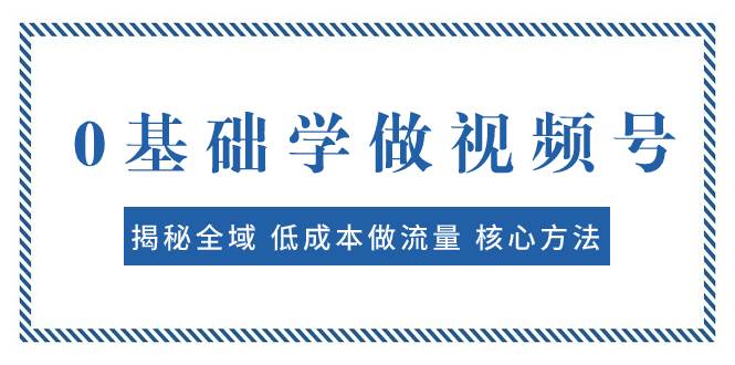 0基础学做视频号：揭秘全域 低成本做流量 核心方法  快速出爆款 轻松变现-选优云网创