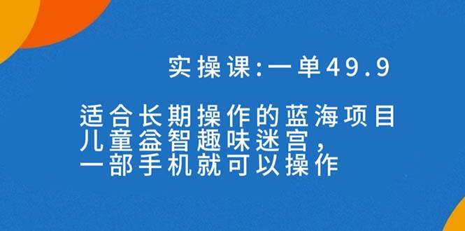 一单49.9长期蓝海项目，儿童益智趣味迷宫，一部-选优云网创