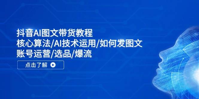 抖音AI图文带货教程：核心算法/AI技术运用/如何发图文/账号运营/选品/爆流-选优云网创