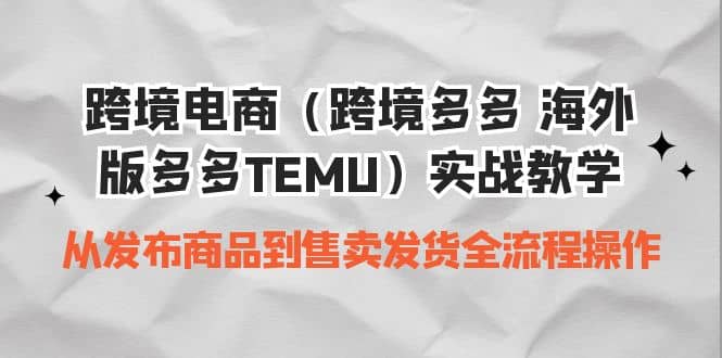 跨境电商（跨境多多 海外版多多TEMU）实操教学 从发布商品到售卖发货全流程-选优云网创