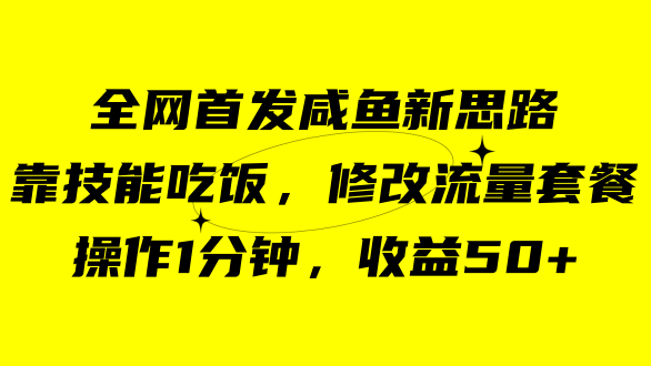 咸鱼冷门新玩法，靠“技能吃饭”，修改流量套餐，操作1分钟，收益50+-选优云网创