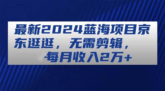 最新2024蓝海项目京东逛逛，无需剪辑，每月收入2万+-选优云网创