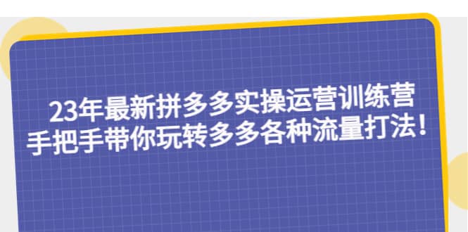 23年最新拼多多实操运营训练营：手把手带你玩转多多各种流量打法！-选优云网创