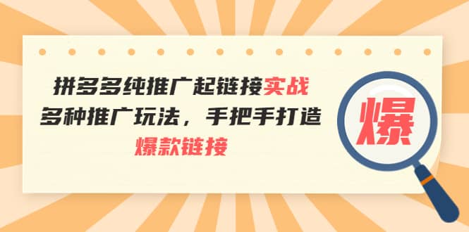 拼多多纯推广起链接实战：多种推广玩法，手把手打造爆款链接-选优云网创