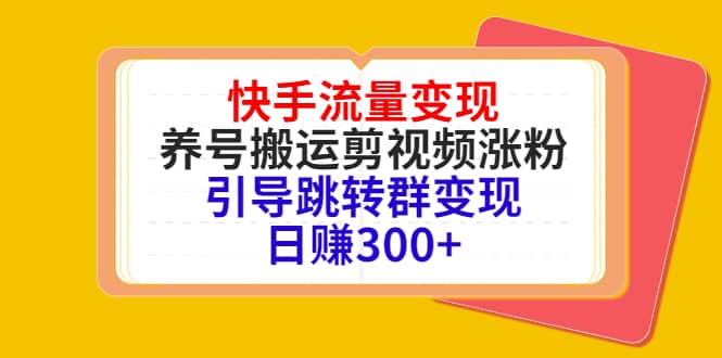 快手流量变现，养号搬运剪视频涨粉，引导跳转群变现日赚300+-选优云网创