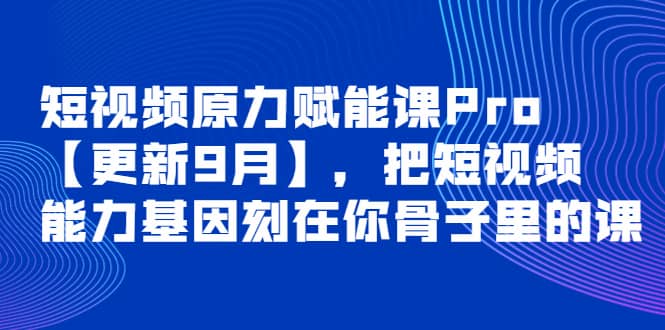 短视频原力赋能课Pro【更新9月】，把短视频能力基因刻在你骨子里的课-选优云网创