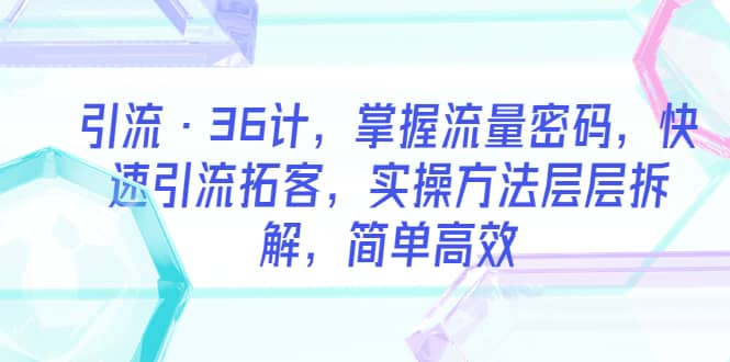 引流·36计，掌握流量密码，快速引流拓客，实操方法层层拆解，简单高效-选优云网创