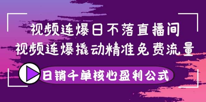 视频连爆日不落直播间，视频连爆撬动精准免费流量，日销千单核心盈利公式-选优云网创