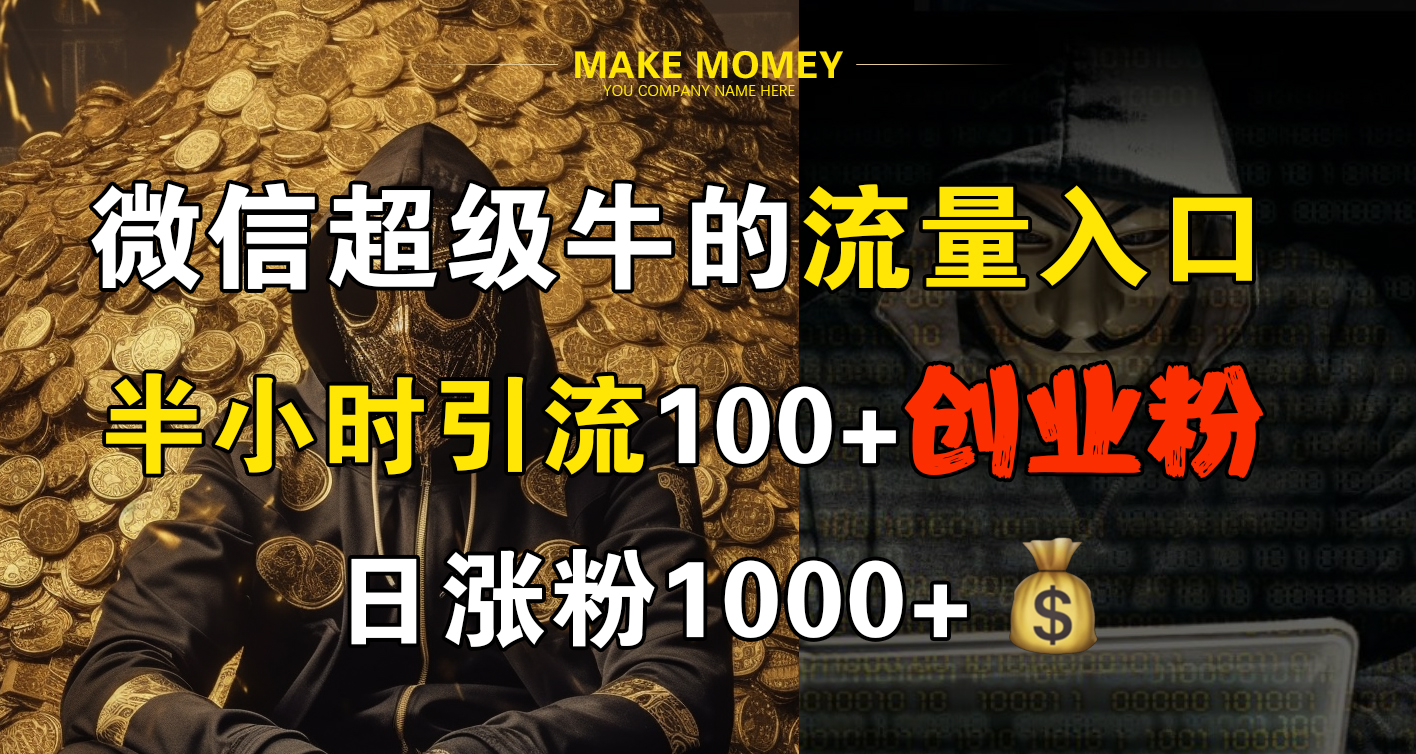 微信超级牛的流量入口，半小时引流100+创业粉，日涨粉1000+-选优云网创