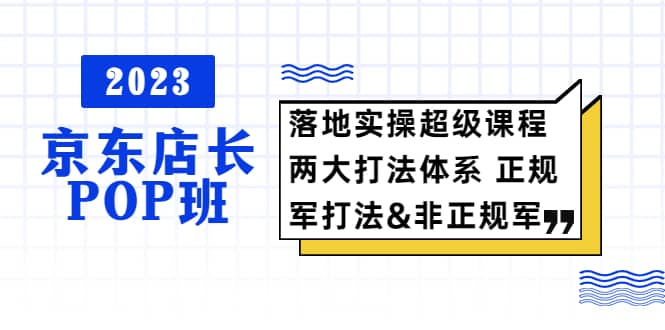 2023京东店长·POP班 落地实操超级课程 两大打法体系 正规军&非正规军-选优云网创