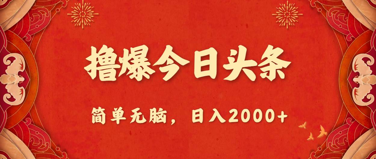 撸爆今日头条，简单无脑，日入2000+-选优云网创