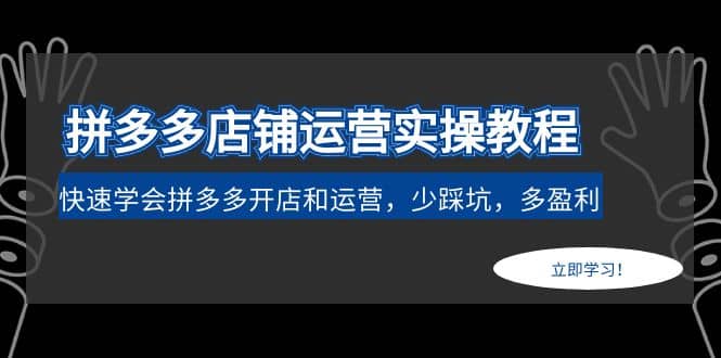 拼多多店铺运营实操教程：快速学会拼多多开店和运营，少踩坑，多盈利-选优云网创