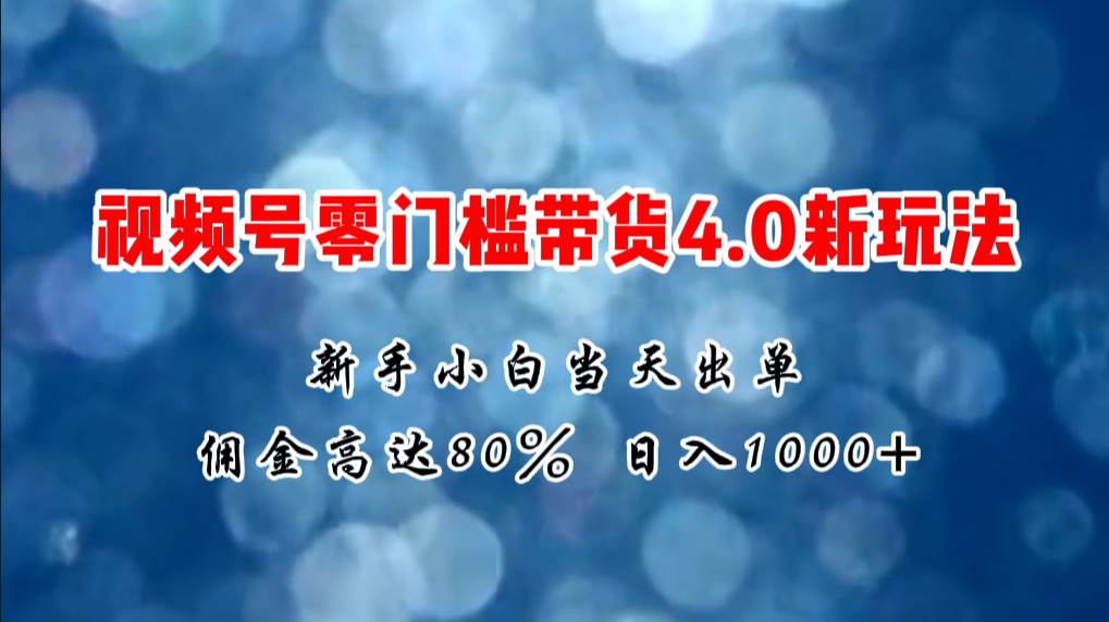 微信视频号零门槛带货4.0新玩法，新手小白当天见收益，日入1000+-选优云网创