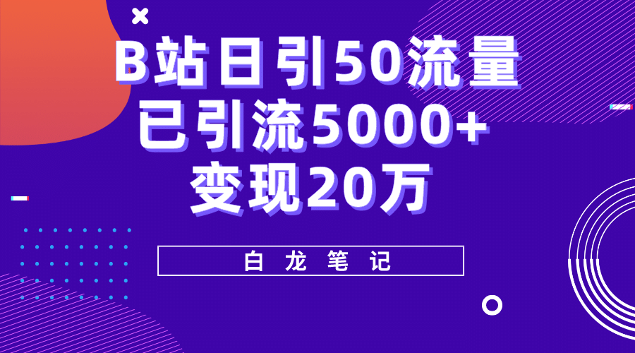 B站日引50+流量，实战已引流5000+变现20万，超级实操课程-选优云网创