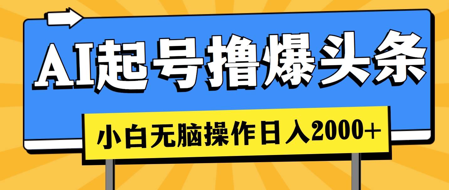 AI起号撸爆头条，小白也能操作，日入2000+-选优云网创