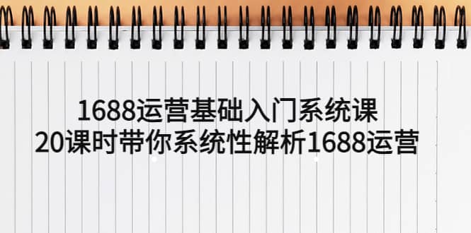 1688运营基础入门系统课，20课时带你系统性解析1688运营-选优云网创