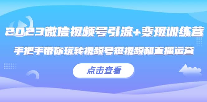 2023微信视频号引流+变现训练营：手把手带你玩转视频号短视频和直播运营-选优云网创