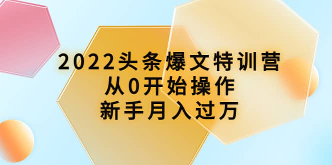 2022头条爆文特训营：从0开始操作，新手月入过万（16节课时）-选优云网创