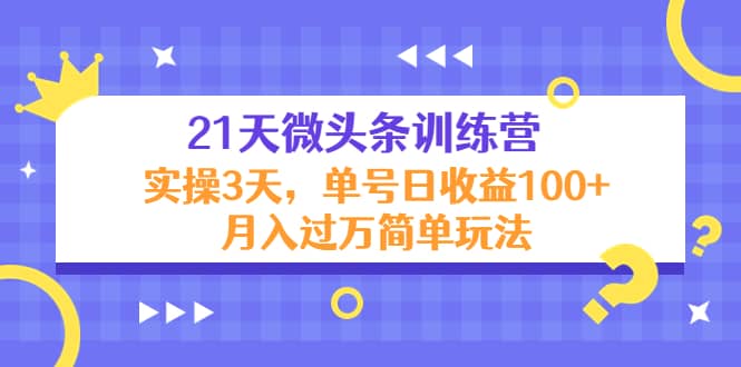 21天微头条训练营，实操3天简单玩法-选优云网创