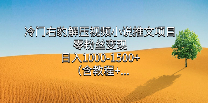 冷门右豹解压视频小说推文项目，零粉丝变现，日入1000-1500+（含教程）-选优云网创