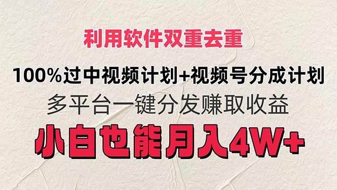 利用软件双重去重，100%过中视频+视频号分成计划小白也可以月入4W+-选优云网创