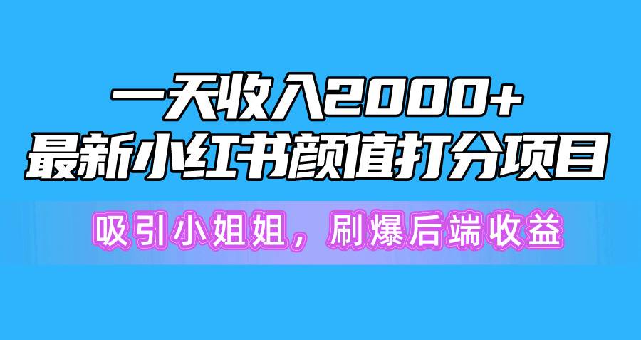 一天收入2000+，最新小红书颜值打分项目，吸引小姐姐，刷爆后端收益-选优云网创