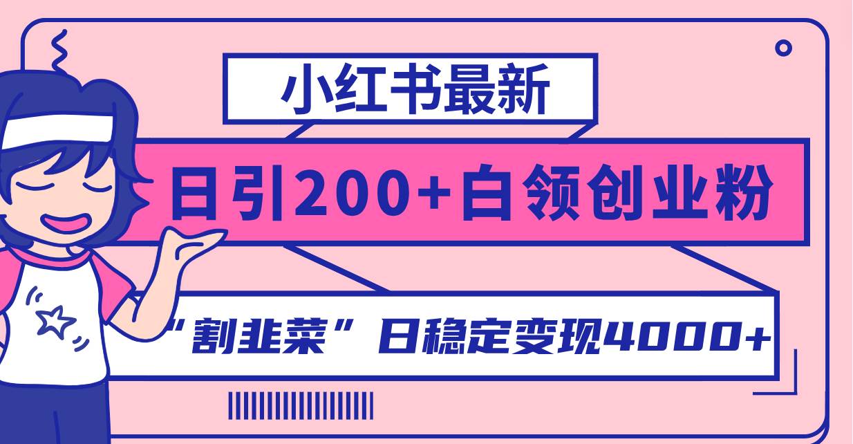 小红书最新日引200+创业粉”割韭菜“日稳定变现4000+实操教程！-选优云网创