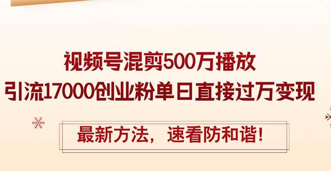 精华帖视频号混剪500万播放引流17000创业粉，单日直接过万变现，最新方…-选优云网创