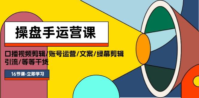 操盘手运营课程：口播视频剪辑/账号运营/文案/绿幕剪辑/引流/干货/16节-选优云网创