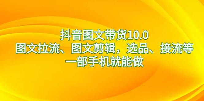 抖音图文带货10.0，图文拉流、图文剪辑，选品、接流等，一部手机就能做-选优云网创