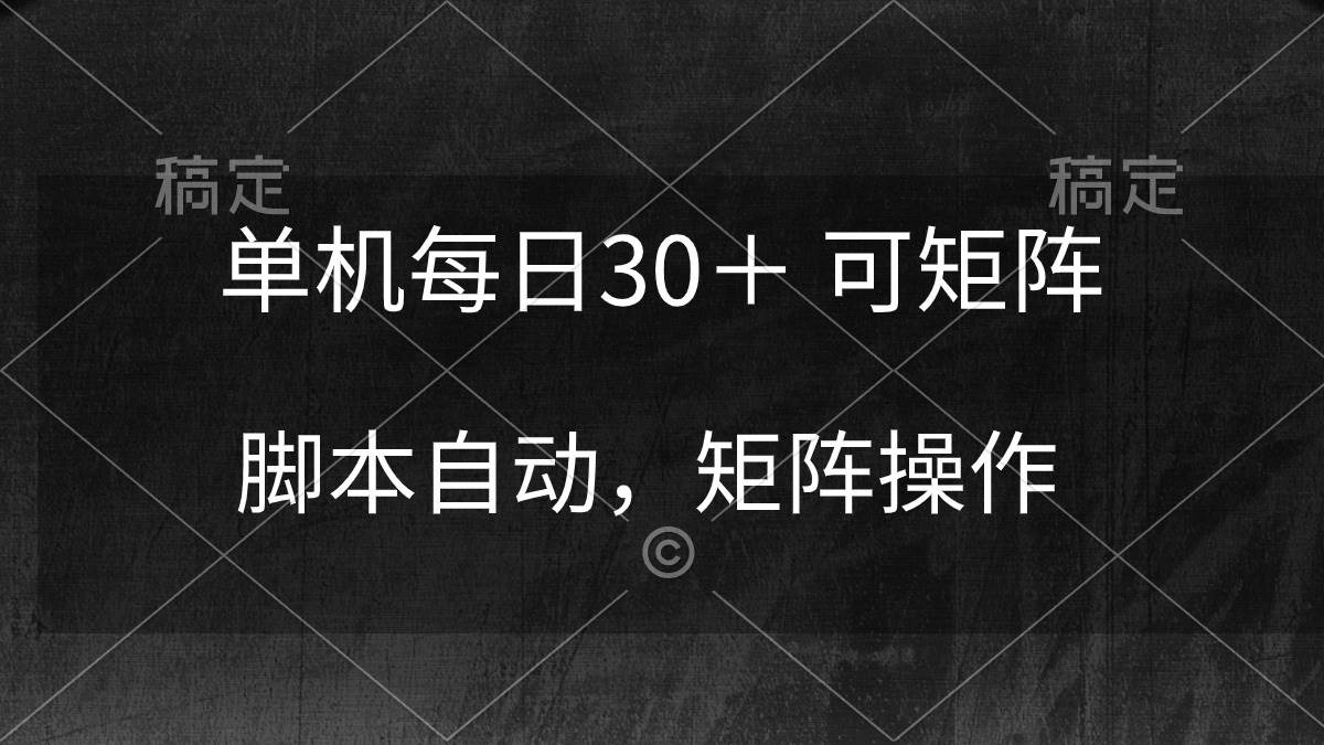 单机每日30＋ 可矩阵，脚本自动 稳定躺赚-选优云网创