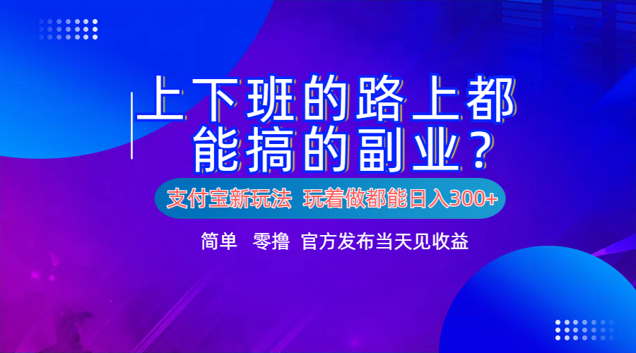 支付宝新项目！上下班的路上都能搞米的副业！简单日入300+-选优云网创