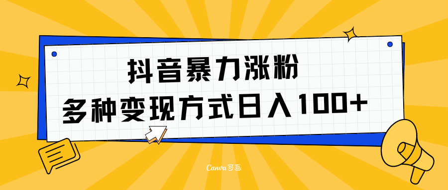 抖音暴力涨粉：多方式变现 日入100+-选优云网创