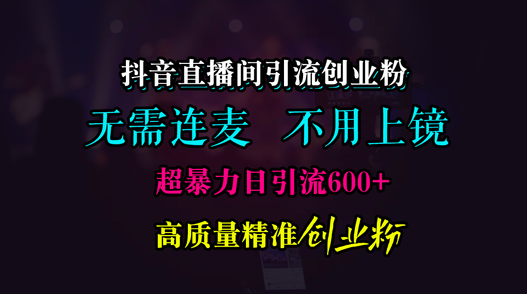 抖音直播间引流创业粉，无需连麦、无需上镜，超暴力日引流600+高质量精准创业粉-选优云网创