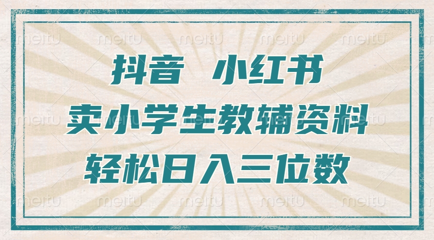 抖音小红书卖小学生教辅资料，一个月利润1W+，操作简单，小白也能轻松日入3位数-选优云网创