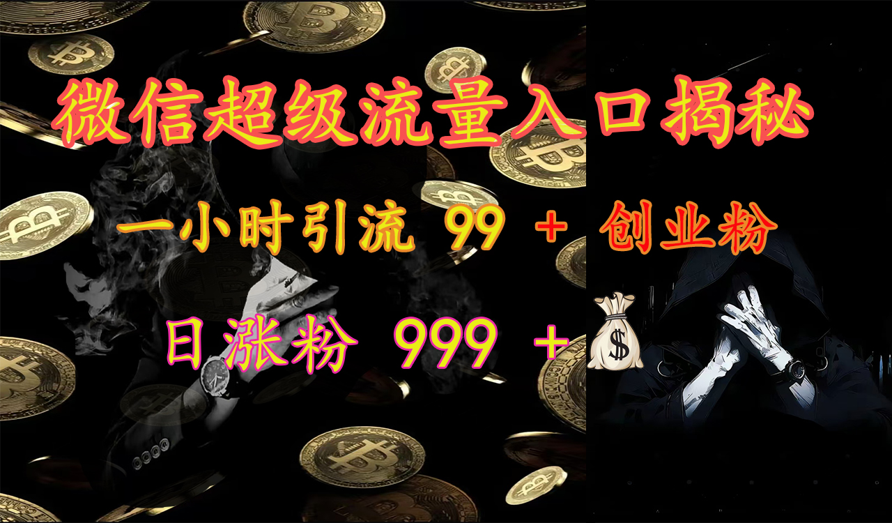 微信超级流量入口揭秘：一小时引流 99 + 创业粉，日涨粉 999 +【揭秘】-选优云网创